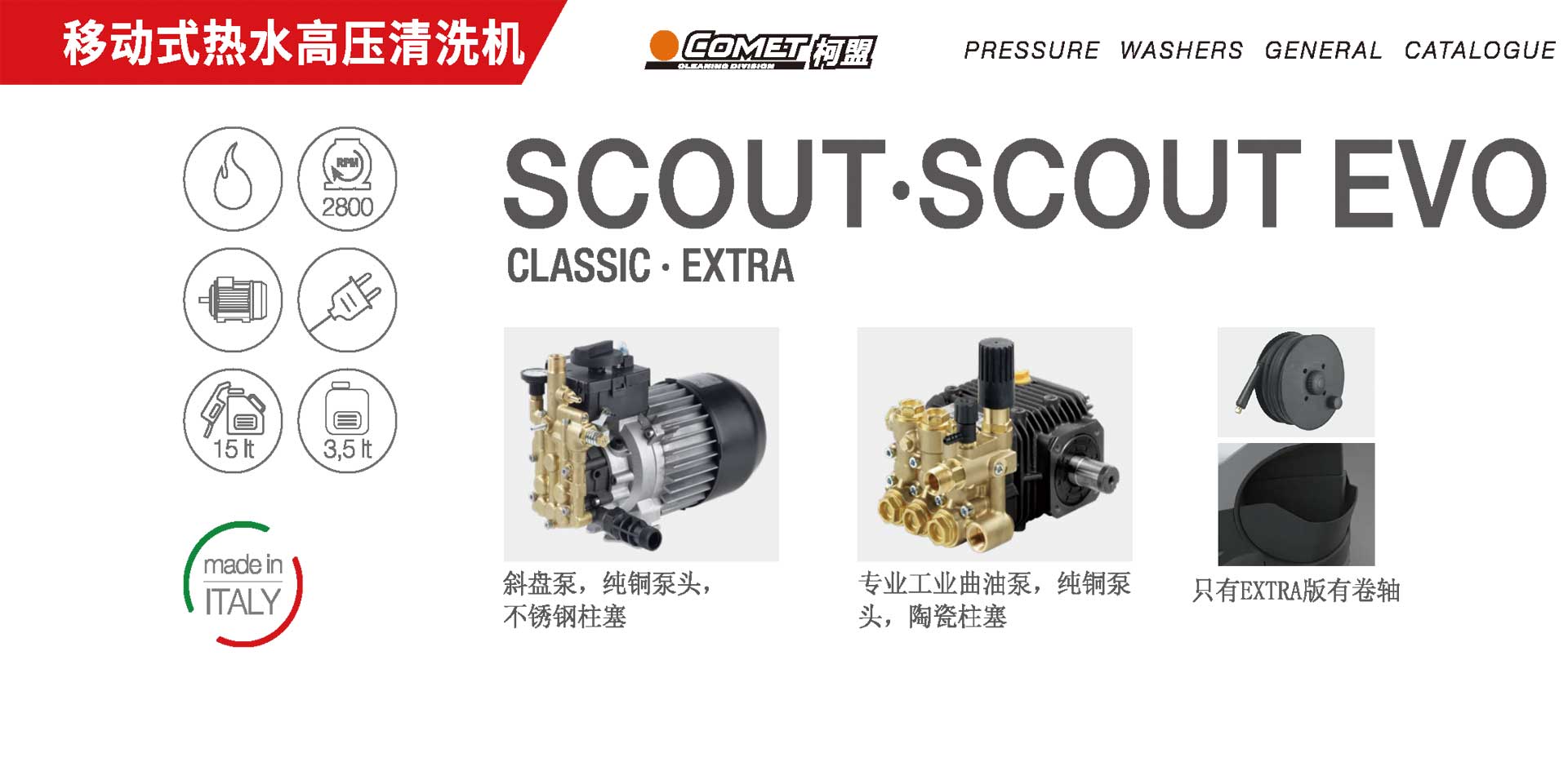 移動式熱水高壓清洗機,SCOUT EVO 160 EXTRA 230/50高溫高壓清洗機